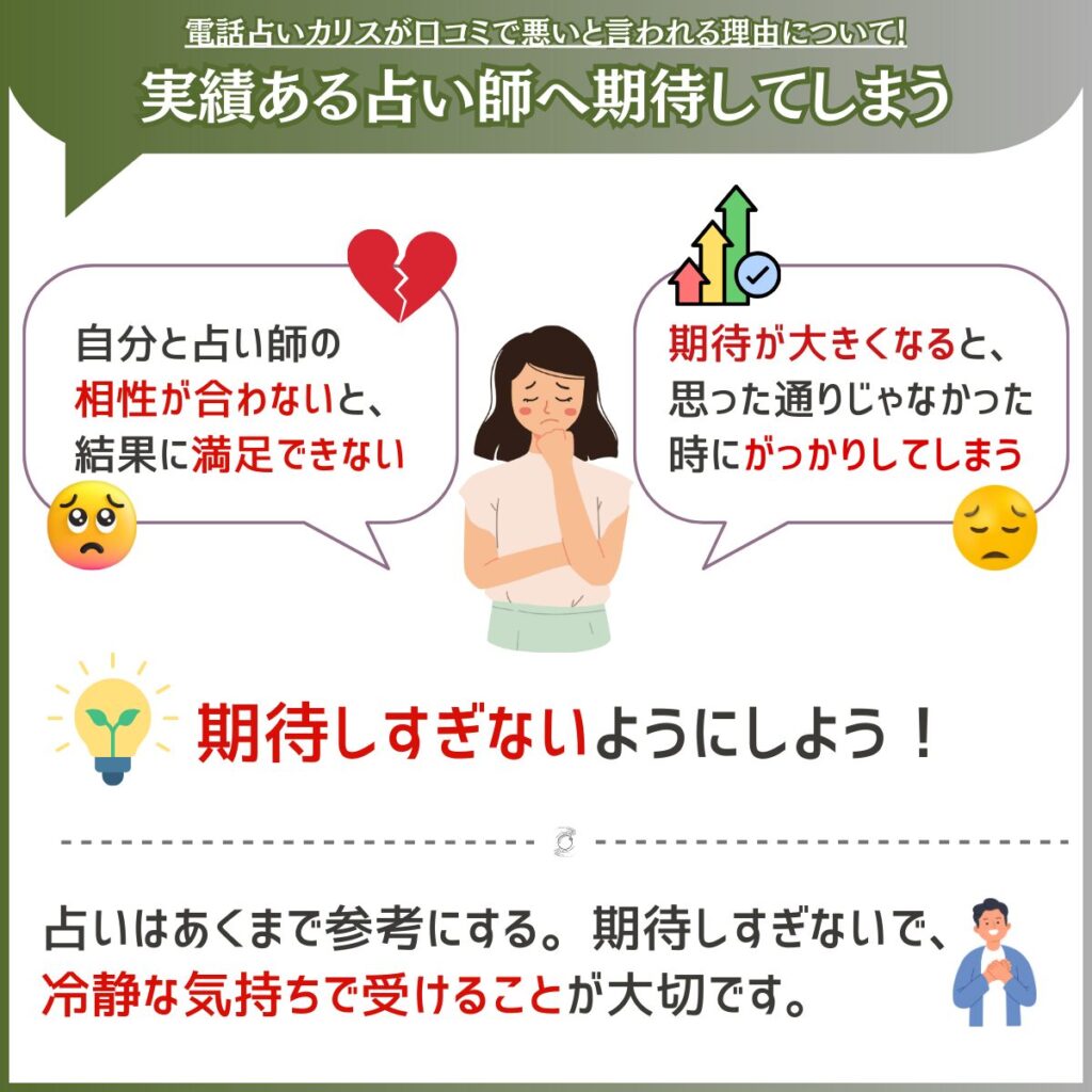 実績ある占い師への期待値が高い分、不満を感じやすい