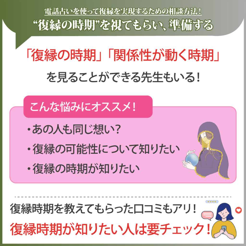 "復縁の時期"を視てもらい、それに合わせて準備する