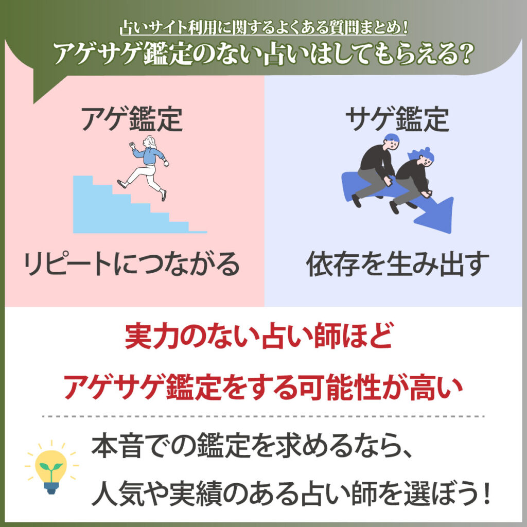 本当のことしか言わないアゲサゲ鑑定のない占いはしてもらえる？